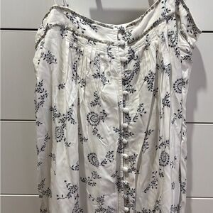 White Floral Button-Front Women’s Cami Dress